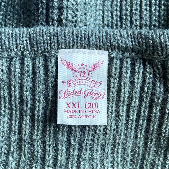 Faded Glory • Women's Rib Knit Olive Green V Neck Sweater - Picture 7 of 7